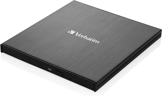Amazonia Verbatim External Slimline CD DVD Blu-Ray Writer USB 3.2 Gen 1 Drive M-Disc Ready Compatible with Windows 8/10/11 Mac OS X 10.6 or Higher Blu-ray Burner with Free 25GB Blu-ray disc | With USB 3.0 and M-Disc support for Blu-ray, DVD and CD backups in a compact slimline design