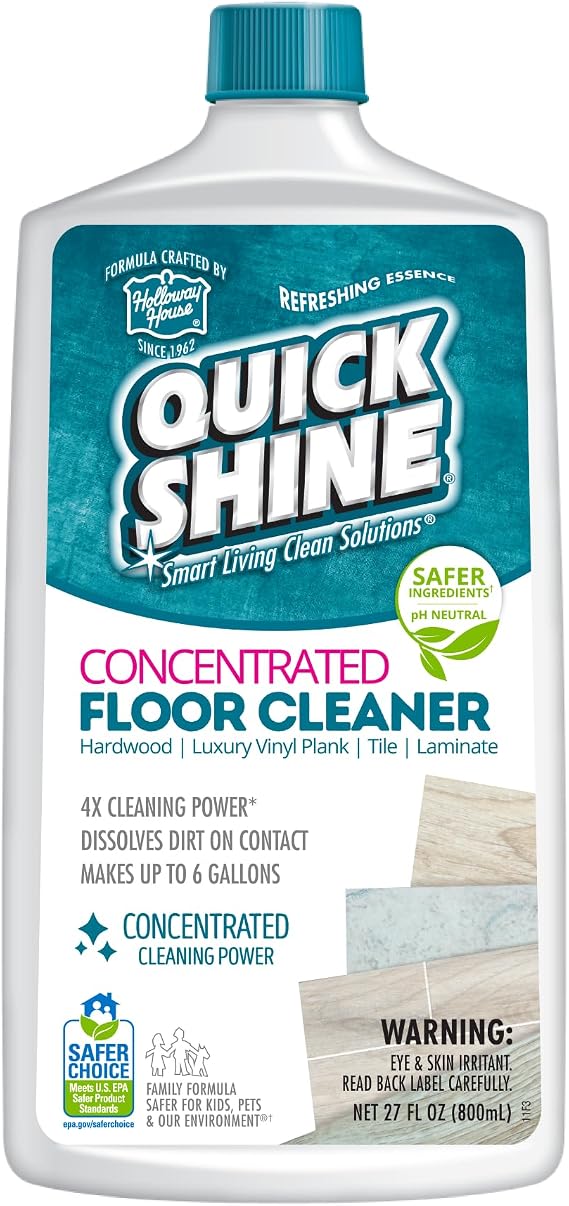 Quick Shine Multi Surface Concentrated Floor Cleaner 27oz Use on Hardwood, Laminate, Luxury Vinyl Plank LVT, Tile & Stone Dirt Dissolving & Powerful Cleaning Makes 27 Gallons