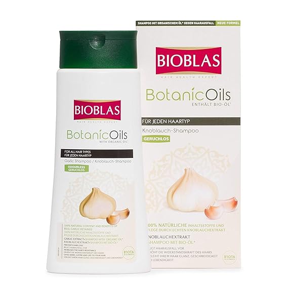 BIOBLAS Garlic Shampoo - Odorless & Unscented Hair Growth for Men & Women - Clarifying to Cleanse Hair, Roots & Scalp - Hair Thickening & Anti Thinning