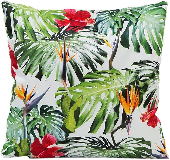Green Leaf Bird Printed Pillowcase Simulation Silk Satin Cushion Cover