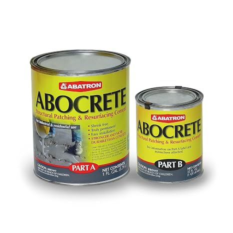 ABATRON Abocrete Kit - Self-Leveling Concrete Epoxy Patching and Filling Compound - Concrete Repair and Cement Crack Filler Kit - with or Without Sand - Light Gray (Sand Not Included, 1.25 Gallons)