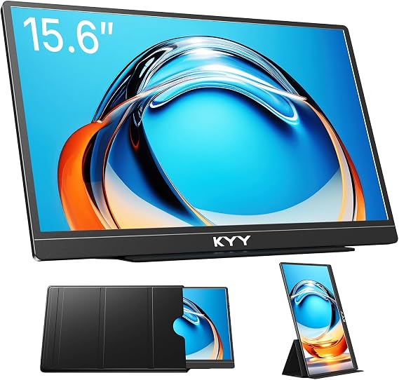 KYY Portable Monitor 15.6'' 1080P Laptop Monitor for Laptop w/Smart Cover