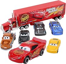 Cars Truck 7 PcsSet 1:55 Cartoon Alloy Diecast Set Lightning McQueen Chariot Truck Model Classic Car with Container Truck Suit Toy Gift