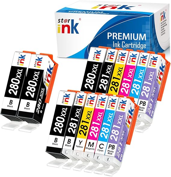 PGI-280XXL CLI-281XXL, 14-Pack for Canon Ink 280 and 281 cartridges Used for Canon tr8620a Ink cartridges TS9120 TR8520 TS8120 TS8220 TS8320 TR7520 TR8620 Printer,