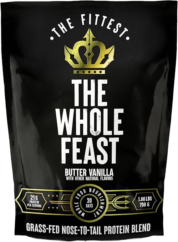 The Fittest Whole Feast Beef Protein Powder Butter Vanilla, 21g Protein