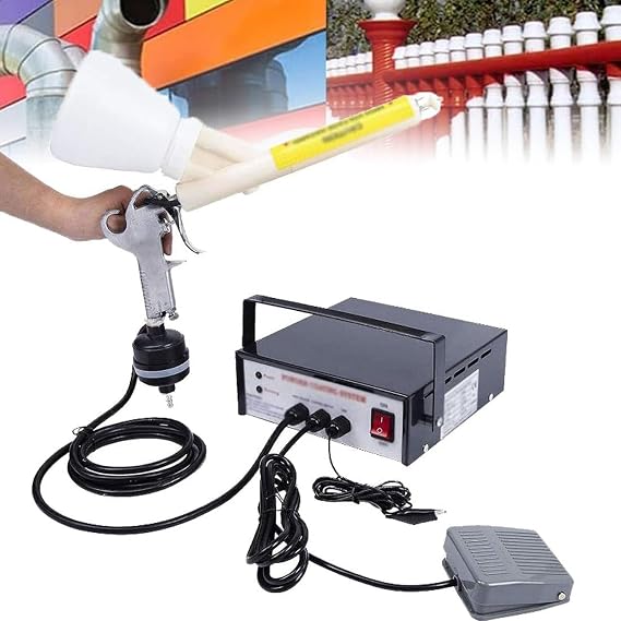Powder Coating Gun, Electrostatic Powder Coating System, Powder Coat Machine with Spray Gun, Foot Switch, Power Source