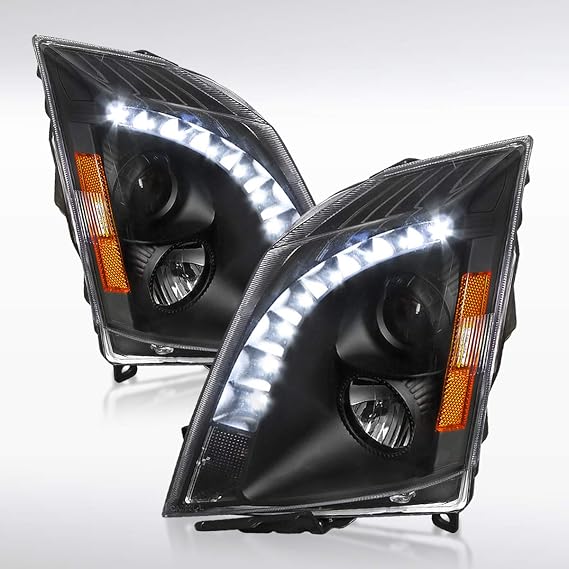 Headlights For 2008-2014 Cadillac CTS Black Left+Right | SMD LED, Projector