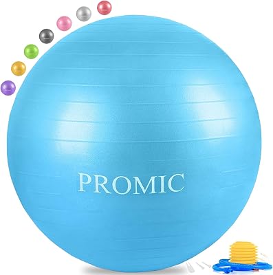 PROMIC Exercise Ball 45cm-85cm with Quick Foot Pump, Professional Grade Anti Burst & Slip Resistant Pregnancy Stability Balance Ball for Yoga, Workout, Cardio Drumming, Classroom, Work Chair