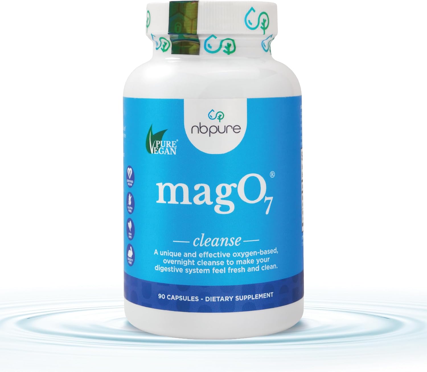 nbpure MagO7 - Natural Colon Cleanse & Detox | Occasional Constipation Relief, Stool Softening, Bloating Support for Men & Women | Ozonated Magnesium Oxide, 90 Capsules