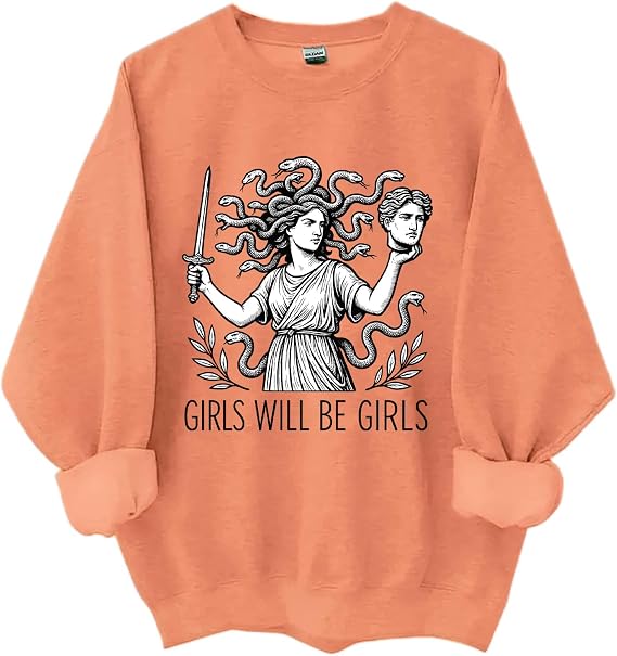 Girls Will Be Girls Sweatshirt, Patriotic Feminist Girls Will Be Girls Shirt Funny Graphic Tops For Women