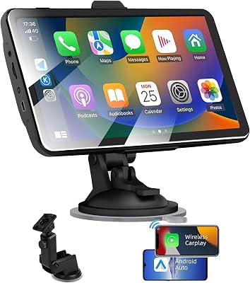 7-inch Portable Carplay Screen for Car Compatable with Apple CarPlay and Android Auto,Wireless Car Play Unit with GPS Navigation,Bluetooth,Mirror Link,Touch Screen for All Vehicles 7Inch