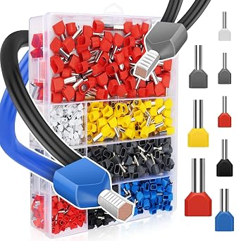 Lytool Double Wire Ferrule Kit 8-22 AWG, 750Pcs Dual Bootlace Ferrule Kit Wire Ferrules Twin Ferrules Connectors Wire Terminal Connector, Insulated Cord Pin End Terminal Great Assortment Ferrules Kit