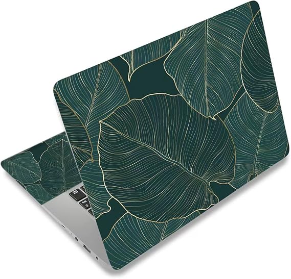 DINKY Laptop Skin Sticker Decal, 12" 13" 13.3" 14" 15" 15.4" 15.6 inch Laptop Universal Reusable Vinyl Skin Stickers Cover Art Decal Notebook PC Personalized Protector-Green Leaf