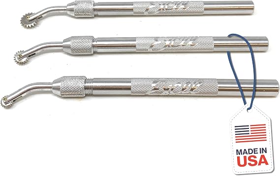 Excel Blades Pounce Wheel Set of 3, Stainless Steel, Aluminum Handles | Tracing Tool for Sewing Patterns, Serrated Points, No-Tear Perforations, Ergonomic, Made in USA