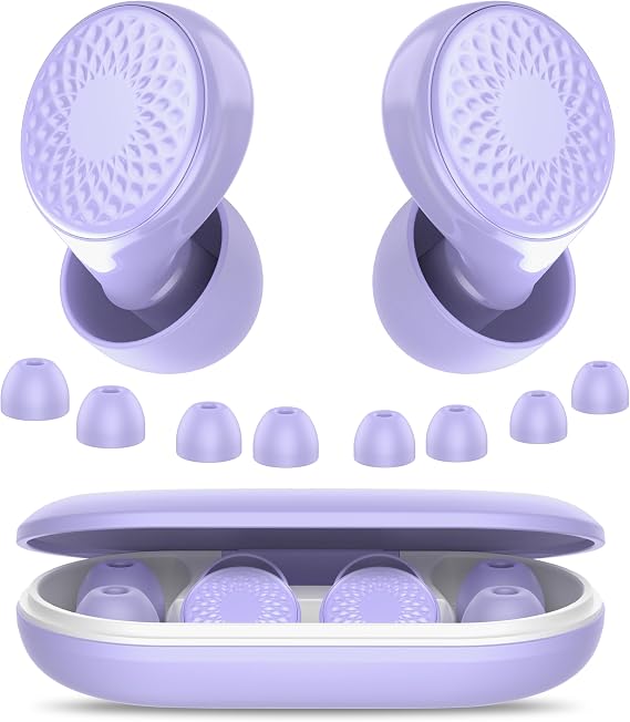 Ear Plugs for Sleeping Noise Cancelling, 50dB Soft Earplugs for Concert, Reusable Ear Plugs for Noise Reduction with Case & 8 Eartips, for Sleeping, Concert, Working, Studying, Traveling (Purple) 1