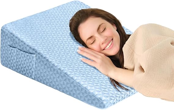 Wedge Pillow for Sleeping, 7.5" Memory Foam Bed Wedge for Back and Leg Use