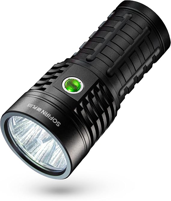 sofirn Q8 Plus Flashlight 16000 Lumens Rechargeable, Powerful Searchlight | High output LED with USB-C charging. Handheld searchlight for camping, search and rescue, work.