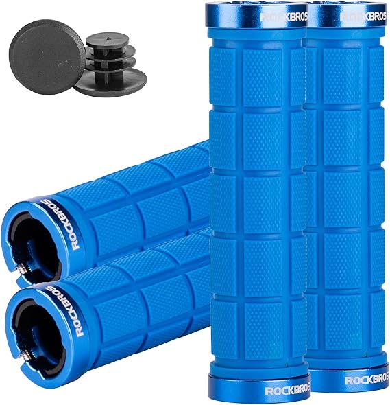 ROCKBROS 4Pcs(2 Pairs) Bike Grips Double Lock On Comfortable,Non-Slip