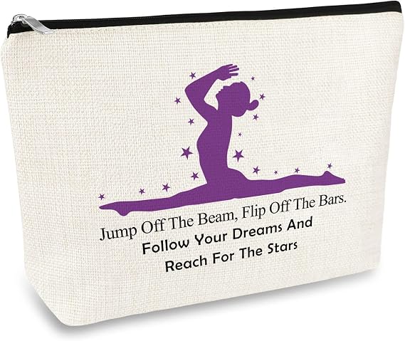 Gymnastics Lover Gift Inspirational Gifts for Gymnast Makeup Bag for Women Cosmetic Bag Pouch Gymnastic Coach Gift Graduation Birthday Present for Gymnastics Lover Gymnast
