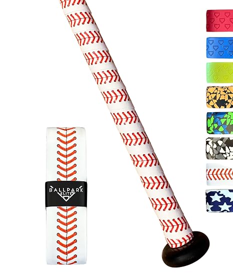 Bat Grip Tape for Baseball/Softball | 1.10 MM Precut Baseball Bat Grip Replacement | Red and White Baseball Stitch