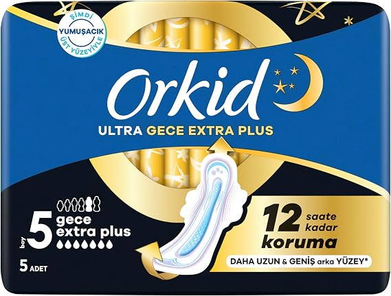 Orkid Ultra Hijyenik Ped Gece Ekstra Plus (Boy 5) 5 Adet Ped