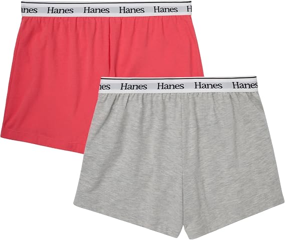 Hanes Womens Originals Pajama Shorts Pack, 2-Pack, Comfywear Pajamas for Women Set, Loungewear Clothing, Sleep Shorts