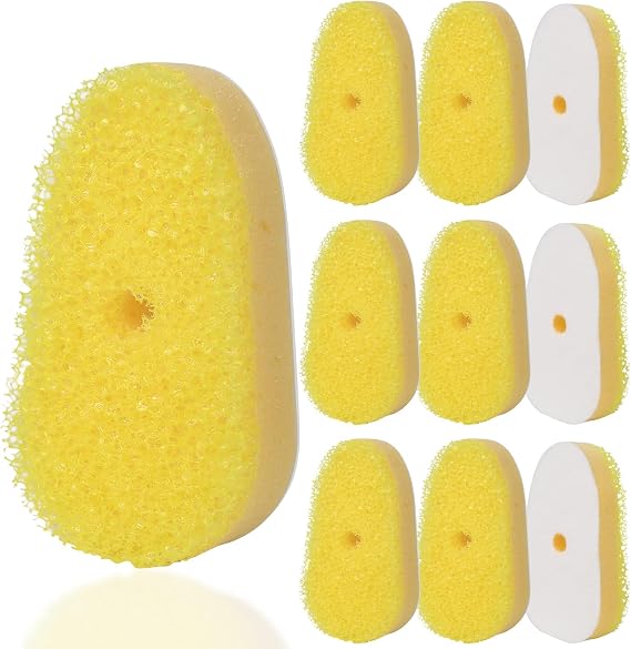 Sponge Refills for Scrub Daddy Dish Daddy, 10 Pack Dish Wand Refills | Scrub Brush Replacement Sponge Heads Only, Dish Wand Not Included, Yellow Scrub Brush Refills for Kitchen Cleaning