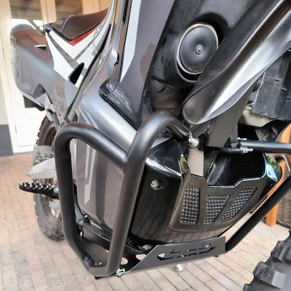 Motorcycle Upper Lower Engine Guard Crash Bar Falling Bumper Protector Skid Plate Chassis Guard Compatible with CRF250 Rally 2017 2018 2019 2020 (Lower Bar+Skid Plate)
