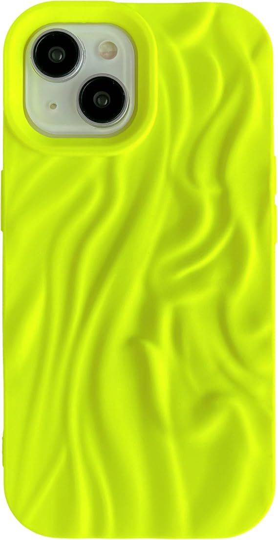 Caseative for iPhone 15 Case,Pleated Water Ripple Chrome Wave Pattern Soft Phone Case (M Yellow)