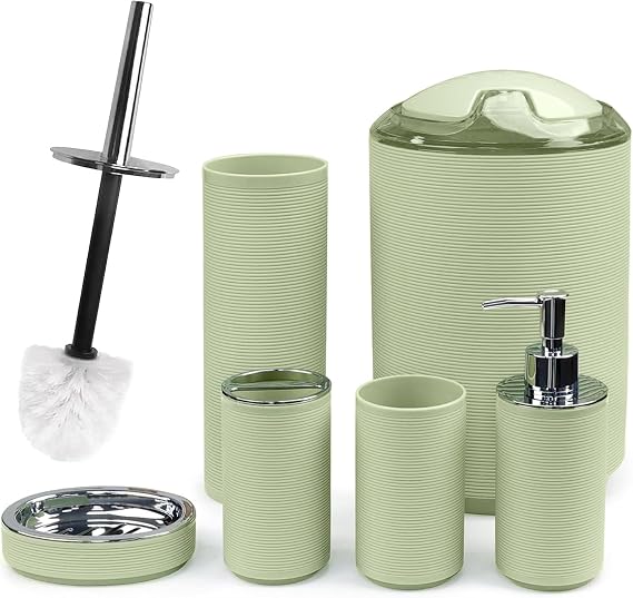 CERBIOR Bathroom Accessories Set 6 Piece Bath Ensemble(Green)