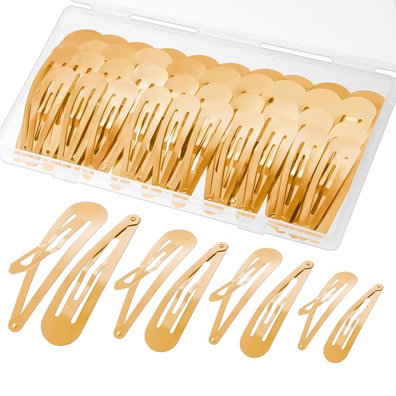 40 Pcs Large Snap Hair Clips for Woman, Gold Barrettes with Storage Box