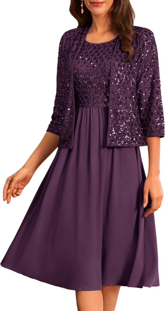 GRACE KARIN 2024 Women Formal Dress Mother of The Bride Dresses Evening Gown Wedding Guest Party Dress Two Piece Dress