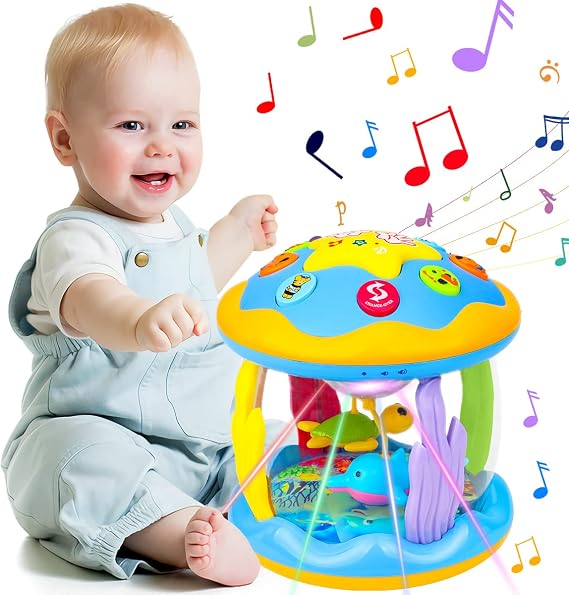 Aboosam Baby Toys 6 to 12 Months: Musical Light Up Ocean Rotating Toy
