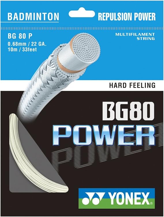YONEX BG80 Power (.68mm) Badminton String Set (White)