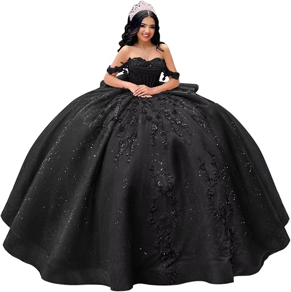 Lace Appliques Quinceanera Dresses Glitter Beading Sweet 16 Dress