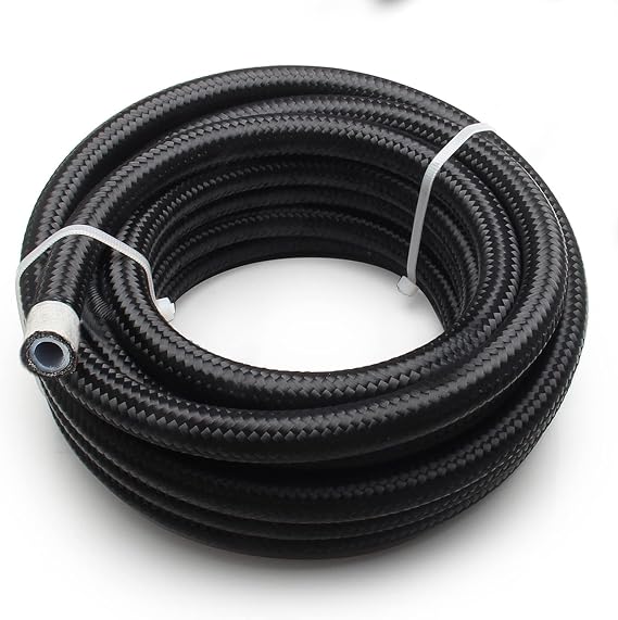 3/4 Fuel Line Hose 12AN 10FT PTFE Teflon E85 Ethanol Fuel Injection line Braided Stainless Steel EFI LS for All Oil Gas Fuel fuel Lube Alcohol Ethanol Coolant Black