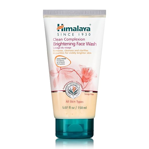 Himalaya Clean Complexion Brightening Face Wash for Bright Clean Skin, For All Skin Types, Free from Parabens, SLS, and Phthalates, 150 ml (5.07 oz)
