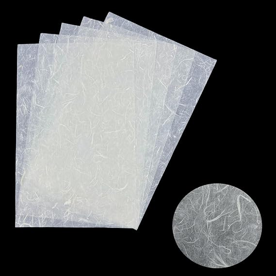 Mulberry Origami Paper - 60 A4 Sheets, Natural Fiber Rice Paper for Decoupage, DIY Art Crafts (White)