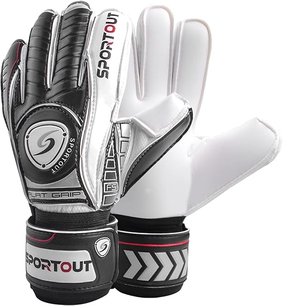 Sportout Goalkeeper Gloves with Fingersave, Breathable Soccer Goalie Gloves, 4mm Latex, for Kids, Youth and Adult