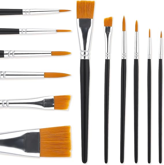Dimeho Face Paint Brush Set, 6 Pcs Professional Artist Brush for Body Face Painting Body Art Makeup Kit for Acrylic Painting Oil Gouache Watercolor Halloween Cosplay Party Makeup Kit