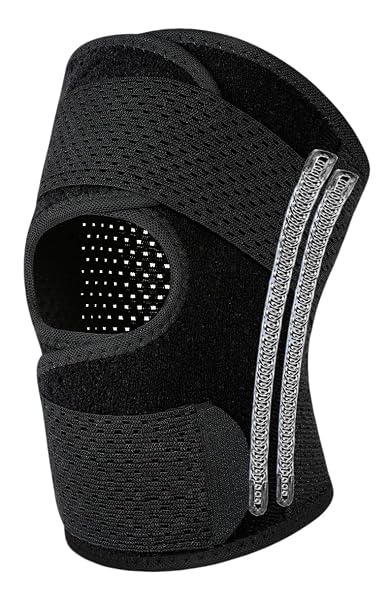 Knee Braces for Women Men Knee Braces for Knee Pain ACL MCL Arthritis Joint Pain Relief, Light Patella Brace with Side Stabilizers for Meniscus Tear, Adjustable Compression Sleeve Patellar Tendon Support Strap (Black-Right, Large)
