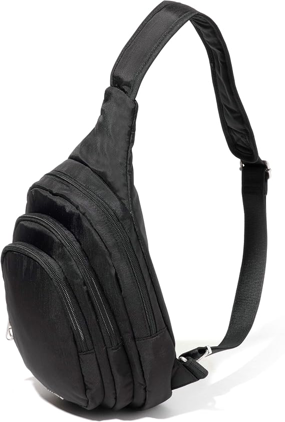 Baggallini Securtex Anti-Theft Multi Zip Sling - Lightweight 8.6"x15.2" Travel Bag with Locking Zippers & RFID Protection