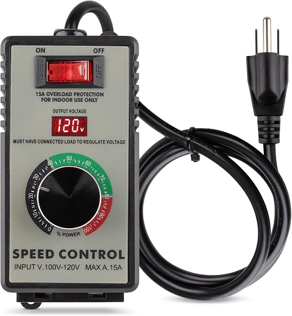 AC Motor Speed Controller, 120V 15A Speed Regulator for Brushed Motors | Resettable Overload Protection, LED Display, Adjustable Speed Control, Fits Routers, Drills, Fans, Polishers And Woodworking
