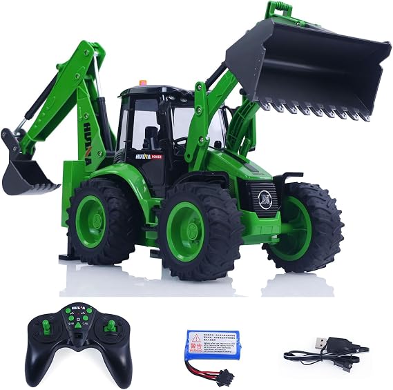 US in Stock, Huina 1/14 1579 Remote Control Backhoe Excavator 2.4G 9CH RC Loader Model s