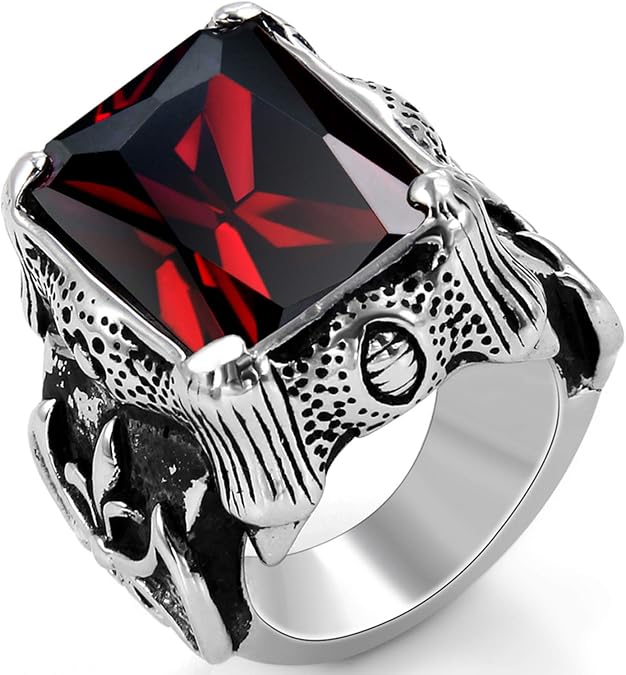 OIDEA Gothic Dragon Claw Ring for Men: Punk Stainless Steel Men's Rings Vintage Signet Statement Ring Cocktail Party Biker Ring Jewelry for Mens Womens, Size 7 to 13