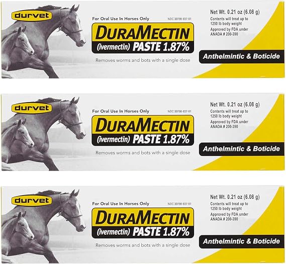 Durvet Duramectin Equine Wormer Paste - 3 Tubes