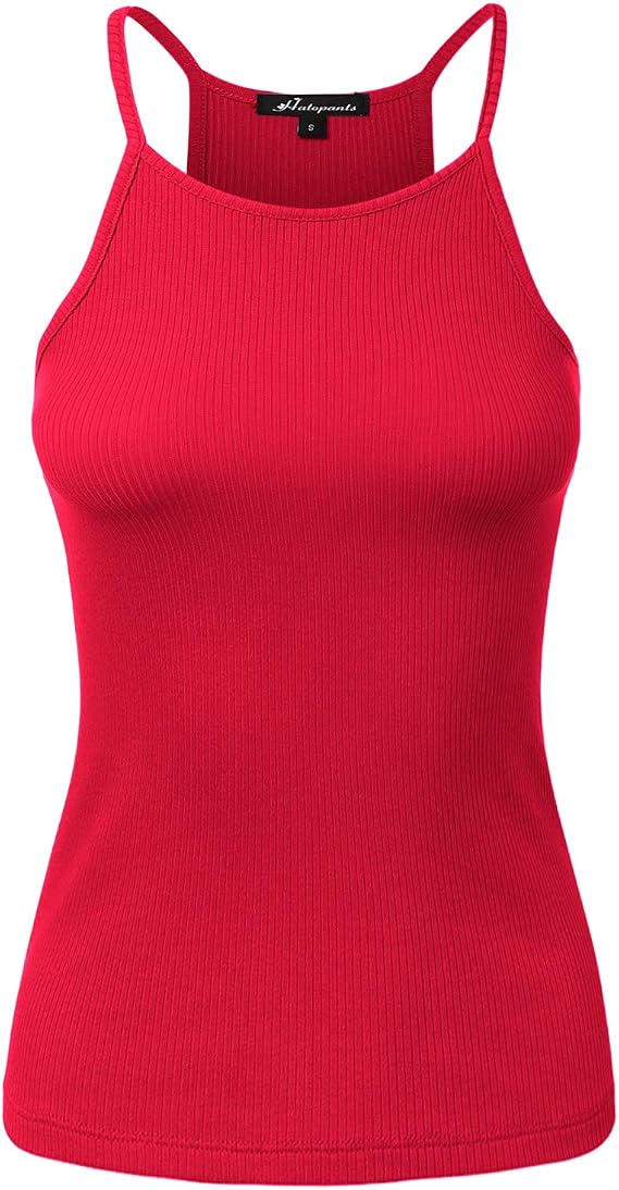 Women's Ribbed Knit Tank Tops Sleeveless Cami Racerback Halter Crewneck Shirts