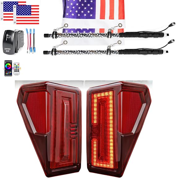 2FT Whip Lights+ 2 Pack UTV Tail Lights