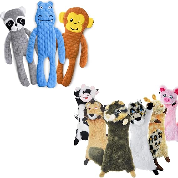 SHARLOVY Dog Squeaky Toy No Stuffing 6 Pack, Dog Toys Crinkle for Small Puppy, Durable Chew Plush Cute Animals Natural for Teething Pet
