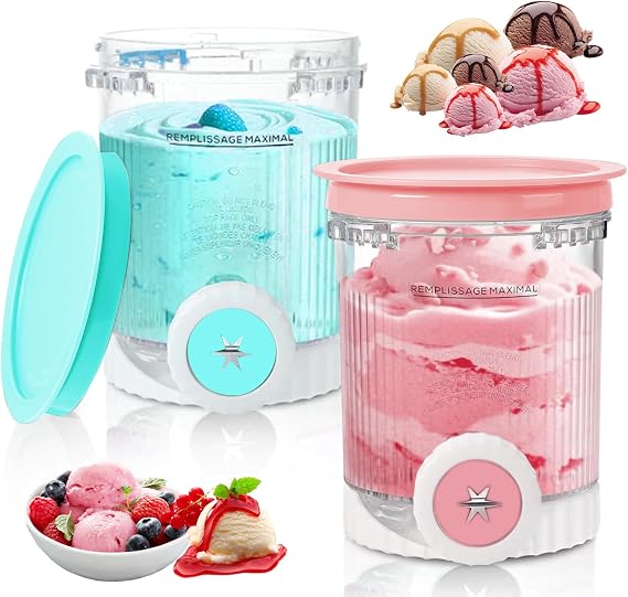 2 Pack Creami Pint Containers Compatible with Ninja Swirl by CREAMi NC700 NC701UK Series, BPA-Free & Dishwasher Safe Creami Accessories 16 oz Containers for Ninja Swirl